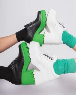 Lace-up-L'INTERVALLE Rowdy Black/Green Leather