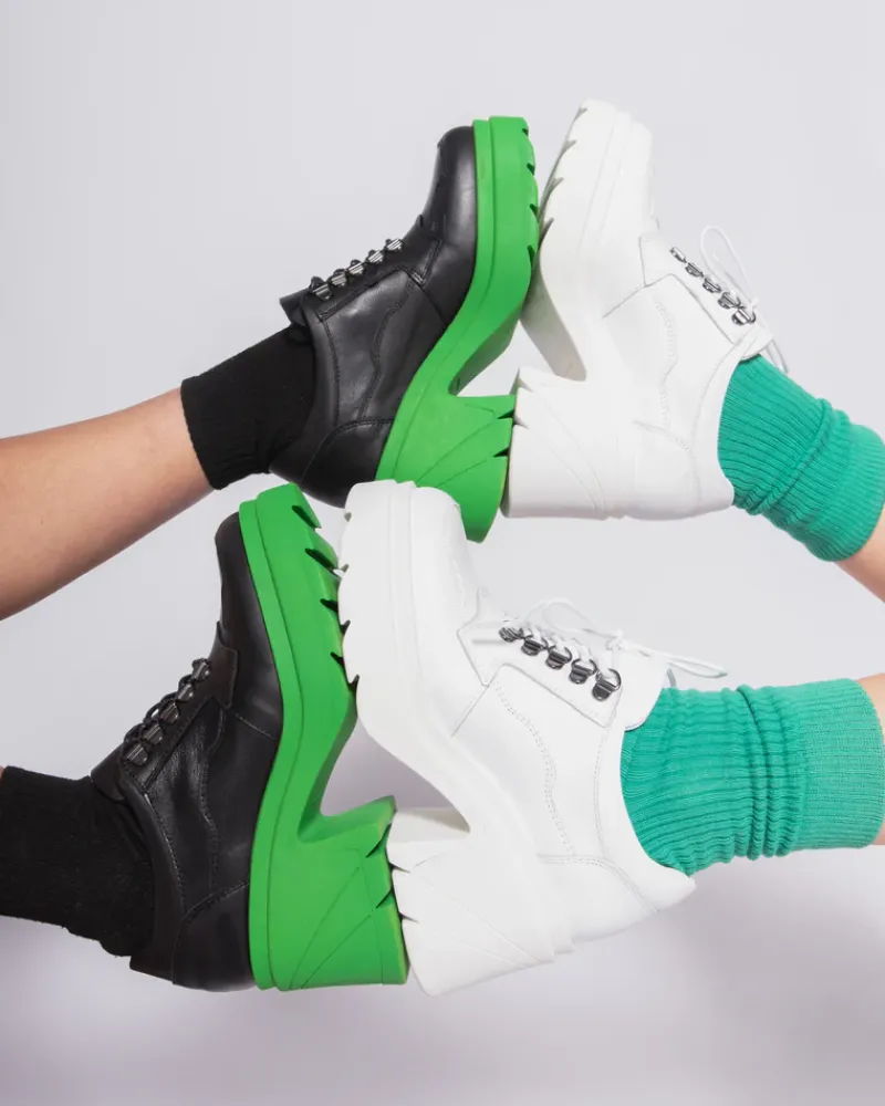 Lace-up-L'INTERVALLE Rowdy Black/Green Leather