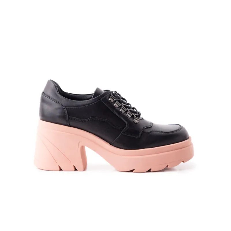 Lace-up-L'INTERVALLE Rowdy Black/Pink Leather