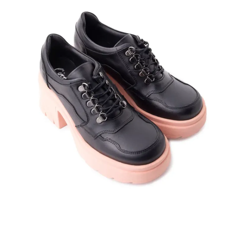 Lace-up-L'INTERVALLE Rowdy Black/Pink Leather