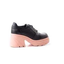 Lace-up-L'INTERVALLE Rowdy Black/Pink Leather