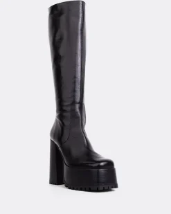 Platform|Tall Boots-L'INTERVALLE Saylor Black Leather