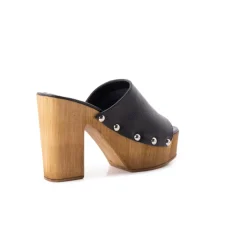 Wood Sandals-L'INTERVALLE Selma Black Leather
