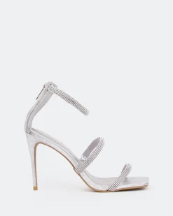 High Heels-L'INTERVALLE Shamari, Silver Leather/Cuir Argenté