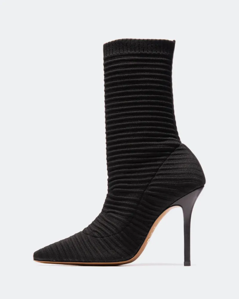 Stretch|Ankle Boots-L'INTERVALLE Sheree Black Knit Stretch