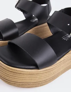 Platform-L'INTERVALLE Snapper Black Leather