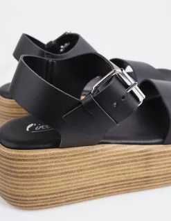 Platform-L'INTERVALLE Snapper Black Leather
