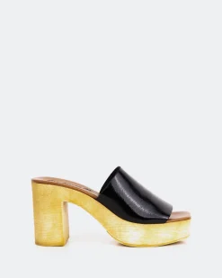 Wood Sandals-L'INTERVALLE Snicker Black Leather