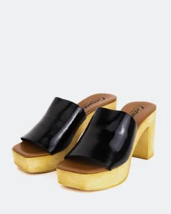 Wood Sandals-L'INTERVALLE Snicker Black Leather