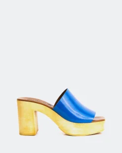 Wood Sandals-L'INTERVALLE Snicker Blue Leather