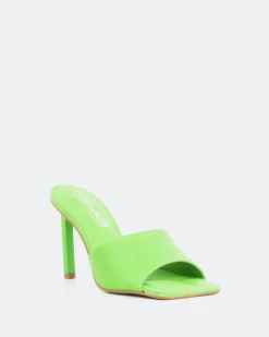 Mules-L'INTERVALLE Sosua, Green Leather/Cuir Vert