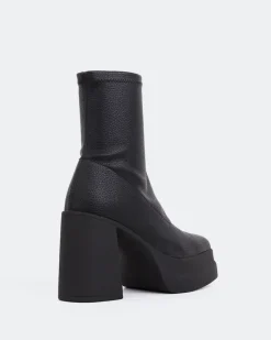 Platform|Ankle Boots-L'INTERVALLE Spagna Black Stretch