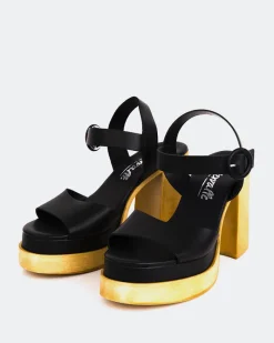 Wood Sandals|Platform-L'INTERVALLE Starburst Black Leather