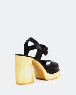 Wood Sandals|Platform-L'INTERVALLE Starburst Black Leather