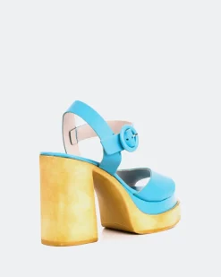 Wood Sandals|Platform-L'INTERVALLE Starburst Blue Leather