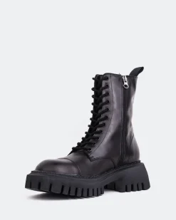 Lace-up|Ankle Boots-L'INTERVALLE Styles Black Leather