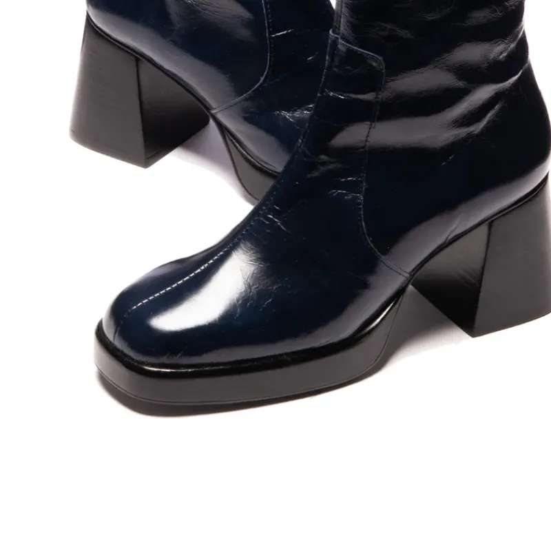 Platform|Ankle Boots-L'INTERVALLE Sullivan Navy Leather