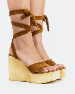 Wood Sandals|Wedges-L'INTERVALLE Sybille Tan Suede