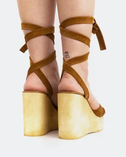 Wood Sandals|Wedges-L'INTERVALLE Sybille Tan Suede