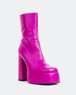 Platform|Ankle Boots-L'INTERVALLE Tate Fuchsia Leather