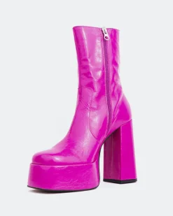 Platform|Ankle Boots-L'INTERVALLE Tate Fuchsia Leather