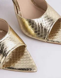 High Heels|Mules-L'INTERVALLE Thelma Gold Snake Leather