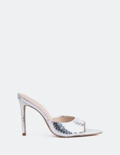 High Heels|Mules-L'INTERVALLE Thelma Silver Snake Leather