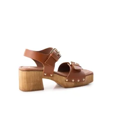 Wood Sandals-L'INTERVALLE Tiril Cognac Leather