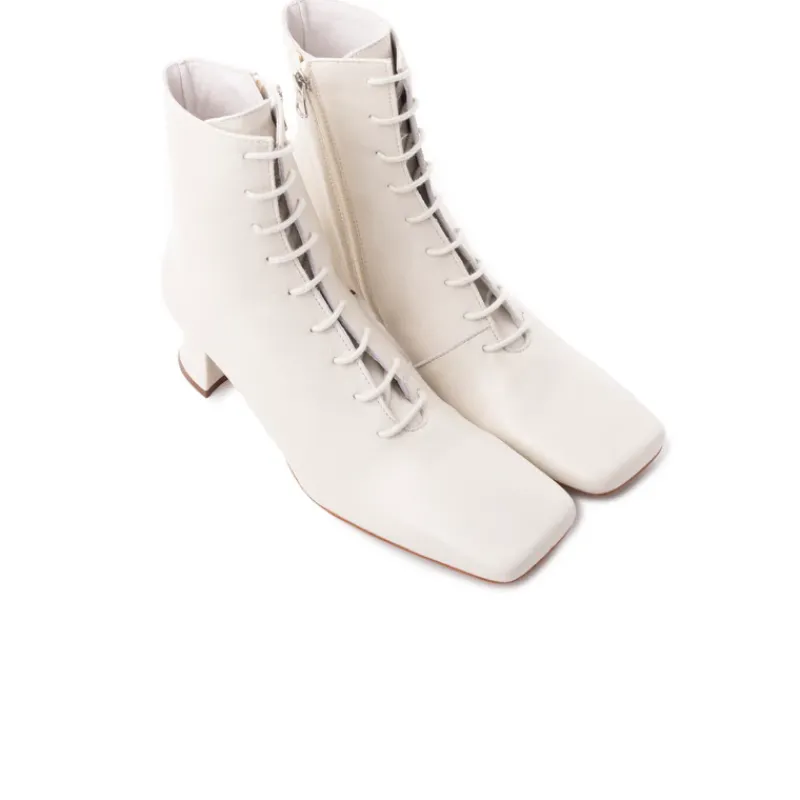 Lace-up|Ankle Boots-L'INTERVALLE Trafalgar Off White Leather