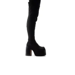 Over-the-knee|Stretch-L'INTERVALLE Trigger Black Suede Stretch