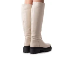 Tall Boots-L'INTERVALLE Tucsan Off White Leather