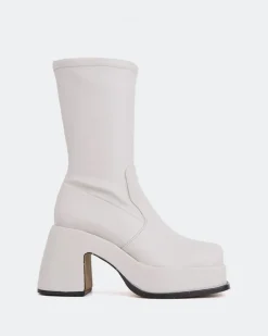 Platform|Ankle Boots-L'INTERVALLE Turcot Off White Stretch