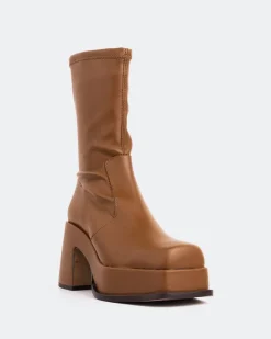 Platform|Ankle Boots-L'INTERVALLE Turcot Tan Stretch