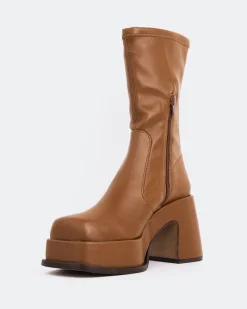 Platform|Ankle Boots-L'INTERVALLE Turcot Tan Stretch