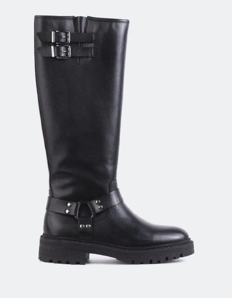 Tall Boots-L'INTERVALLE Turvol Black Leather