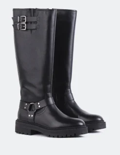 Tall Boots-L'INTERVALLE Turvol Black Leather