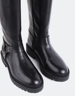 Tall Boots-L'INTERVALLE Turvol Black Leather