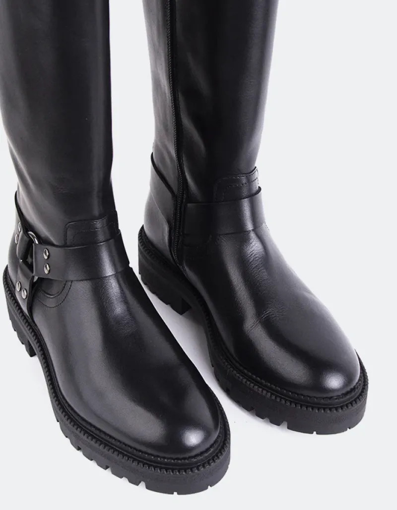 Tall Boots-L'INTERVALLE Turvol Black Leather