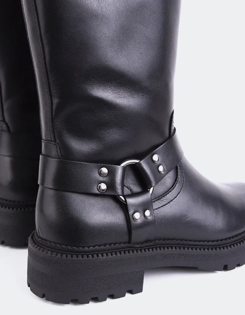 Tall Boots-L'INTERVALLE Turvol Black Leather