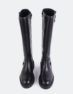 Tall Boots-L'INTERVALLE Turvol Black Leather