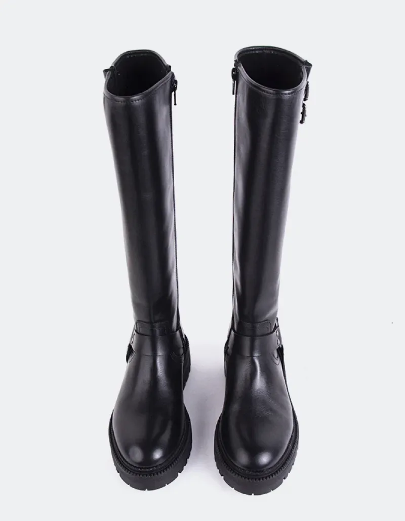 Tall Boots-L'INTERVALLE Turvol Black Leather