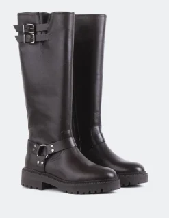 Tall Boots-L'INTERVALLE Turvol Brown Leather