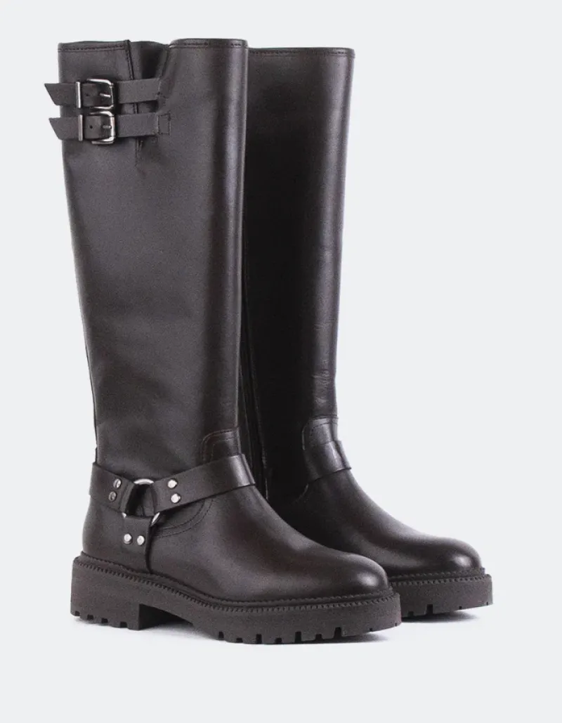 Tall Boots-L'INTERVALLE Turvol Brown Leather