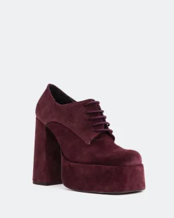 Platforms|Lace-up-L'INTERVALLE Ursuline Burgundy Suede