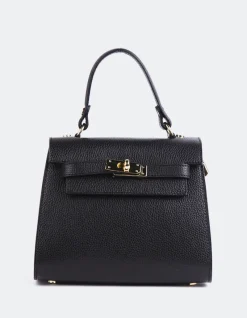 Top Handle-L'INTERVALLE Vance Black Leather