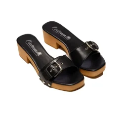 Wood Sandals|Mules-L'INTERVALLE Vanja Black Leather