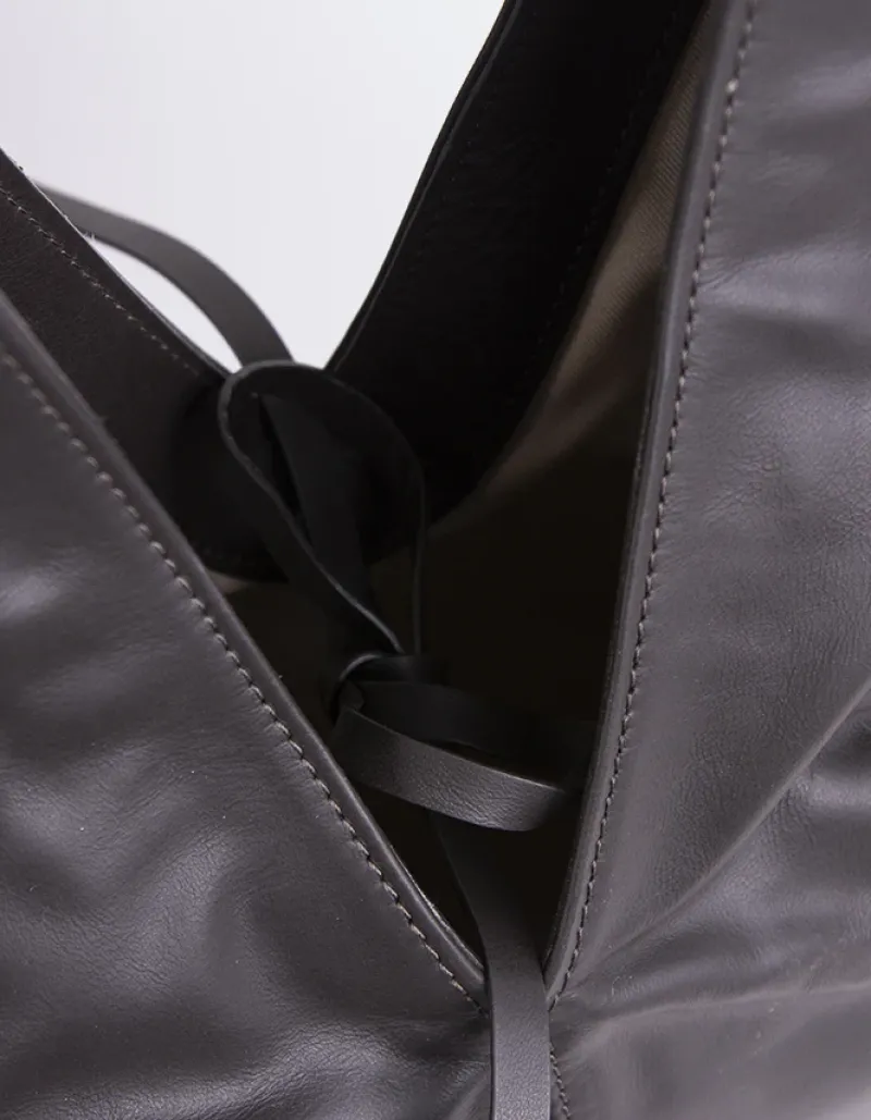 Top Handle-L'INTERVALLE Varana Brown Leather
