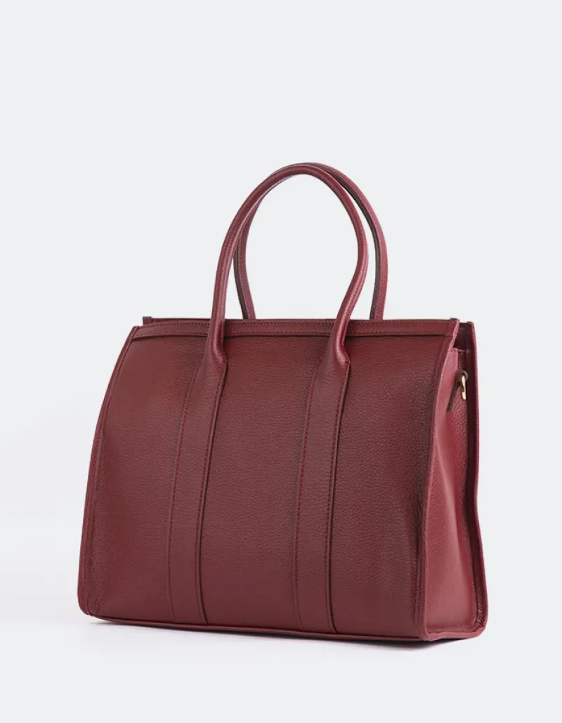 Top Handle-L'INTERVALLE Veena Burgundy Leather