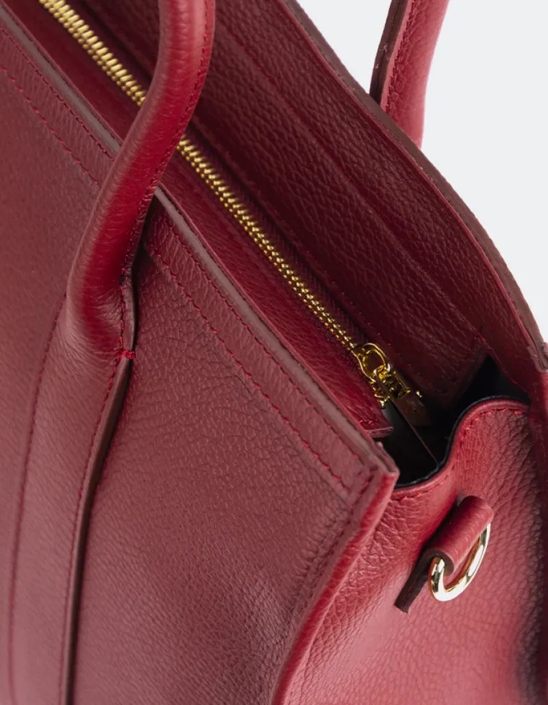 Top Handle-L'INTERVALLE Veena Burgundy Leather