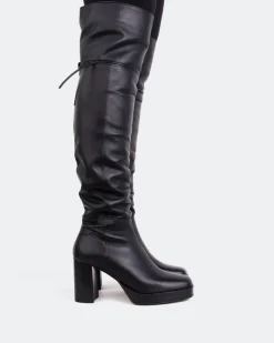 Over-the-knee|Platform-L'INTERVALLE Veneto Black Leather